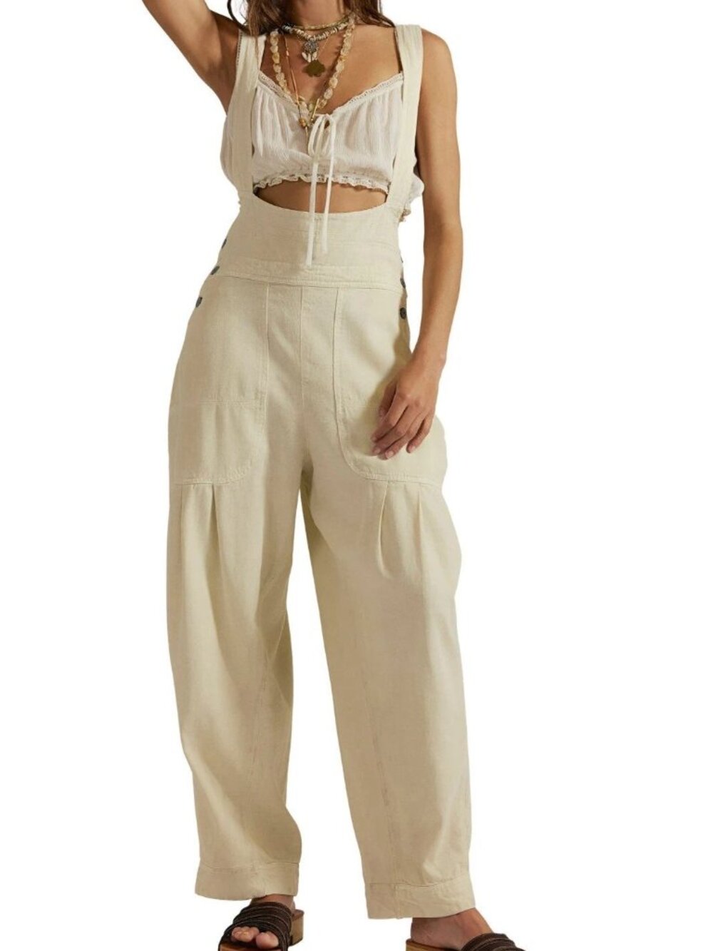 Free People We The Free Felix Tapered Overalls Jumpsuit Dress Pinafore L 288647